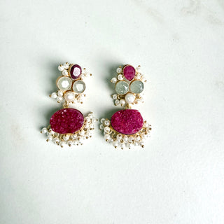 Druzy Hot Pink Earrings