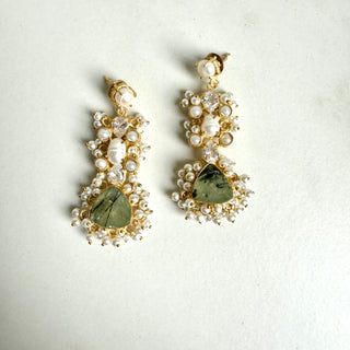 Prehnite Long Drop Earrings