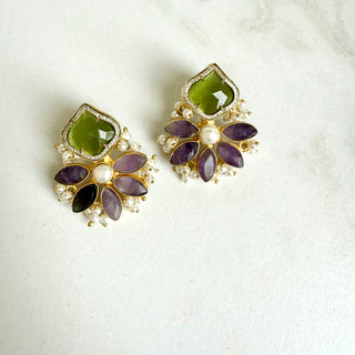 Amber Bloom Purple Petal Earrings