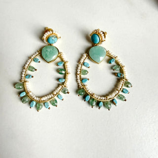 Turquoise Bloom Hoop Earrings