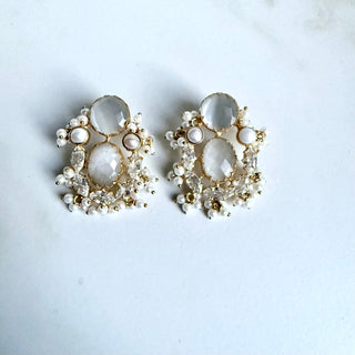 Grey Statement Cluster Earrings