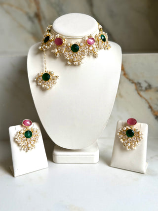 Nabila Emerald & Pink Set