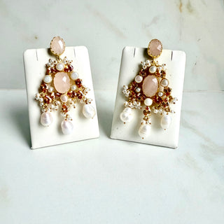 Champagne Quartz and Golden Topaz Pearl Drops
