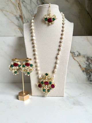 Regal Ruby & Emerald Pearl Set