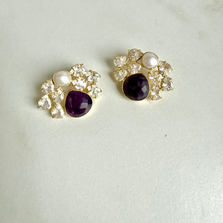Mona Crystal Ruby Studs