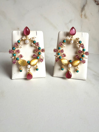 Hallie Pink Crystal Earrings