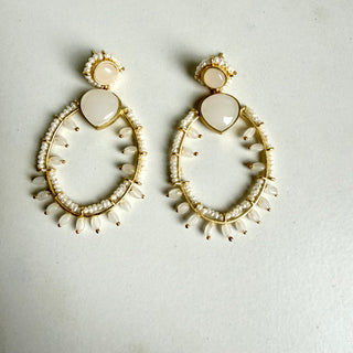 Neautral Bloom Hoop Earrings