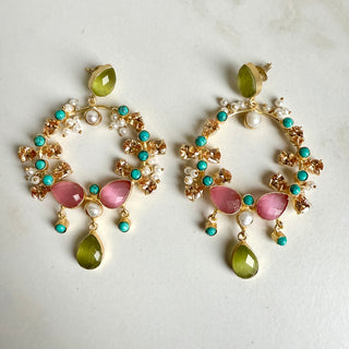 Hallie Pink Crystal Earrings