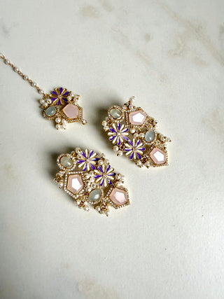 Gulabi Phool Tikka — Blush Pink & Prehnite