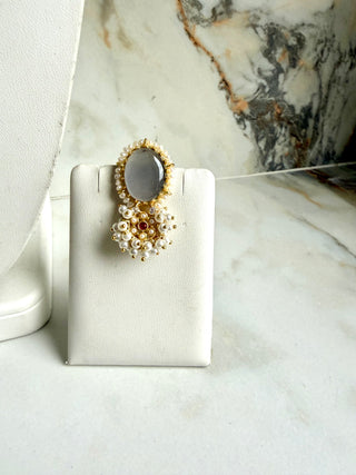 Serene Grey Moonstone Statement Set