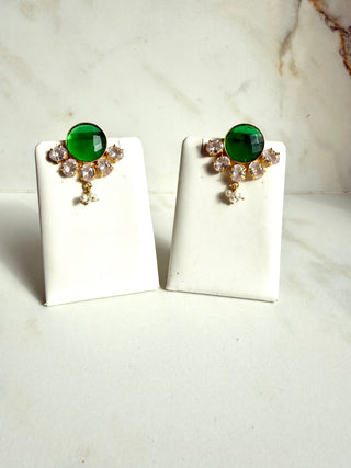 Green Crystal Stud Earrings