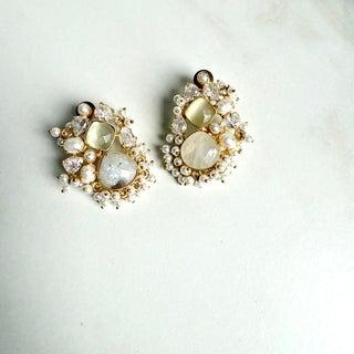 Alara White Crystal Gemstone Earrings