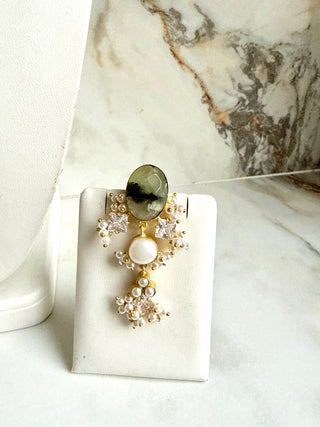 Prehnite Royale Pearl Bridal Jewellery Set