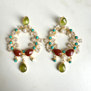 Halllie Ruby Crystal Earrings