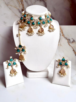 Mustard & Pink Pearl Royale Choker Set