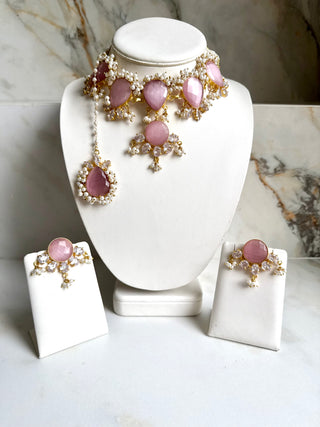 Zariya Pink Pearl Choker Set