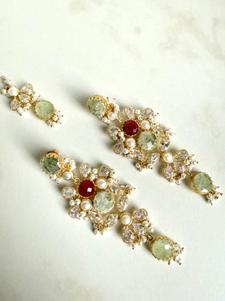 Ruby Elegance Semi-Precious Gemstone Tikka Set