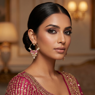 Zaria  Pink & Pearl Chand Hoops