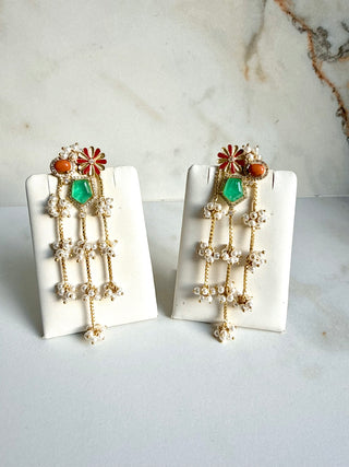 Gulmohar Cascade Earrings – Emerald
