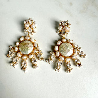 Sheesh Mahal Mosaic Pearl & Crystal Statement Earrings