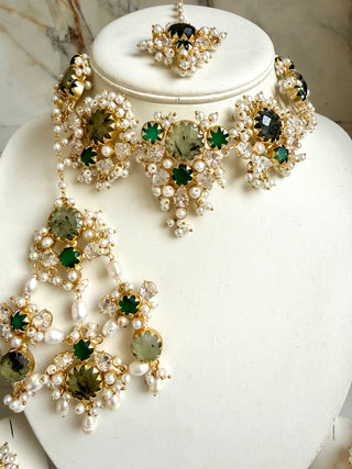 Prehnite & Emerald Bridal Set