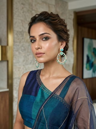Turquoise Bloom Hoop Earrings