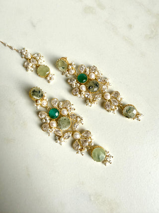 Emerald Mist Semi-Precious Gemstone Tikka Set