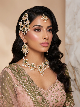 Prehnite & Quartz Bridal Set