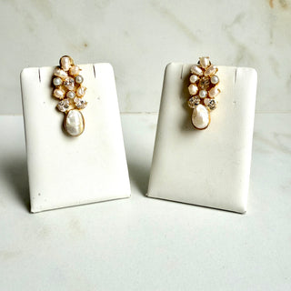 White Pearl Crystal Earrings