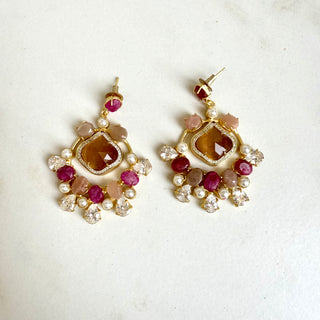 Petals & Pearls Ruby Hoops