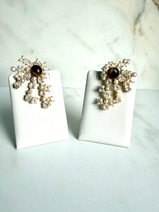 Brown Star Crystal Earrings