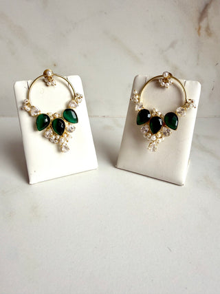 Zaria Emerald & Pearl Chand Hoops