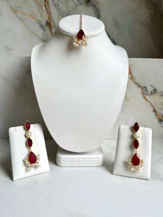 Red Crystal Tika Set