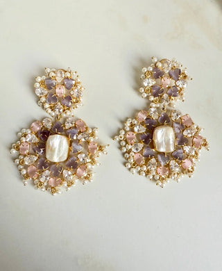 Lilac Statement Crystal Earrings