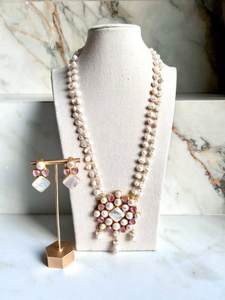 Double Pearl Soft Pink Mala Set