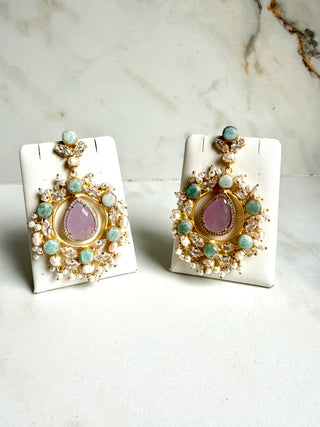 Gul-e-Neelam Statement Earrings