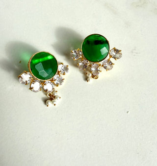 Green Crystal Stud Earrings
