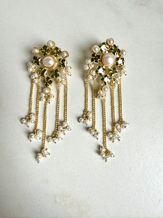 Lavanya Green Crystal Tassel Earrings