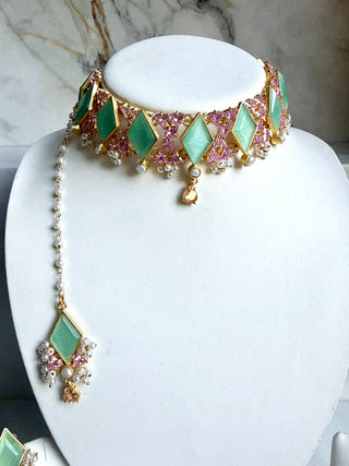 Ameera Amazonite Rhombus Choker Set