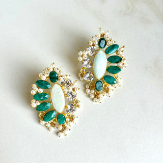 Fareena Emerald Green Statment Earrings