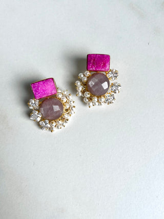 Rangoli Hot Pink Earrings