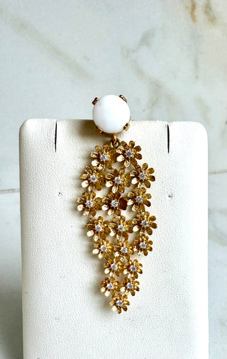 White Flower Drop Earrings