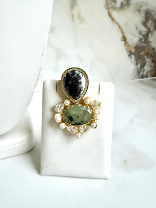 Prehnite Whisper Moss Agate Pearl Choker Set