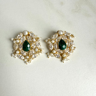 Noor-e-Sabz Emerald Pearl Earrings