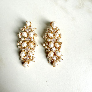Moti Long Crystal Drop Earrings