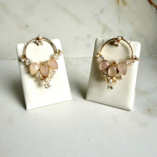 Zaria Quartz & Pearl Chand Hoops