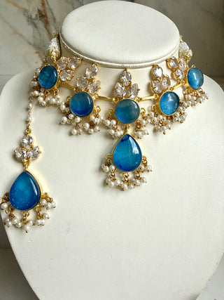 Zariya Blue Pearl Choker Set
