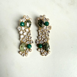 Amara Pastel Green Crystal Statement Earrings