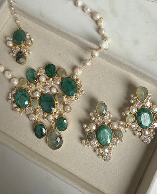 Luxury Emerald Symphony Pearl Set Mala Set