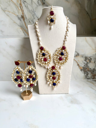 Gulbahar Royale Ruby & Lapis Kaisha Mala Set